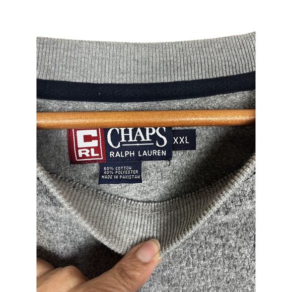 Vintage CHAPS RALPH LAUREN Men’s Sz XXL 2XL Gray Fleece Pullover Sweatshirt - Picture 6 of 7